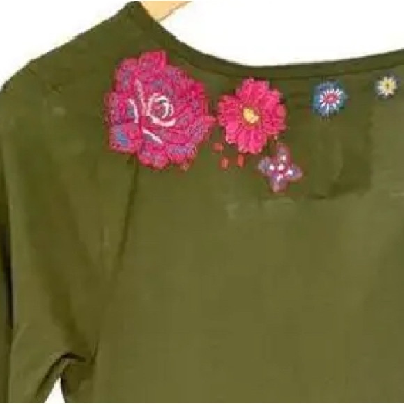 NWT Johnny Was Boho Western Floral Embroidered V-Neck Mini Dress Green Small - Picture 9 of 11